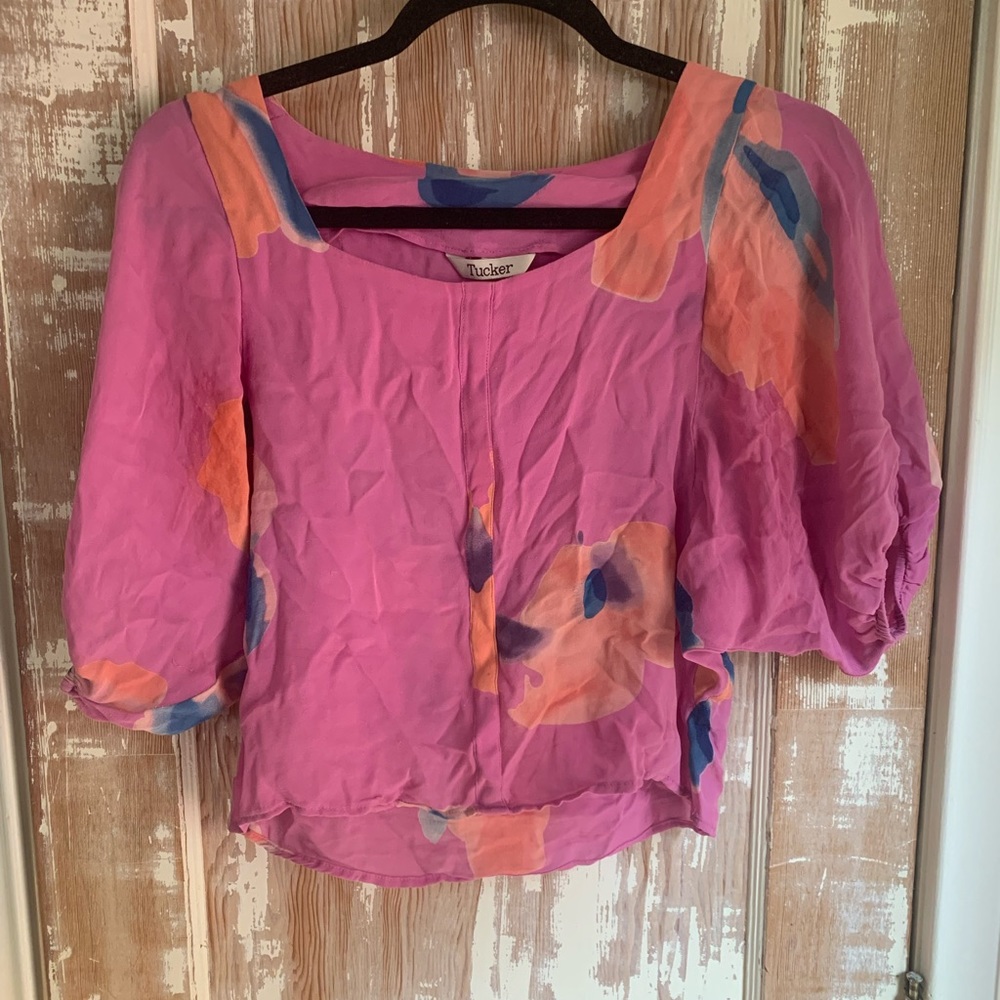 Hot pink patterned Tucker blouse
